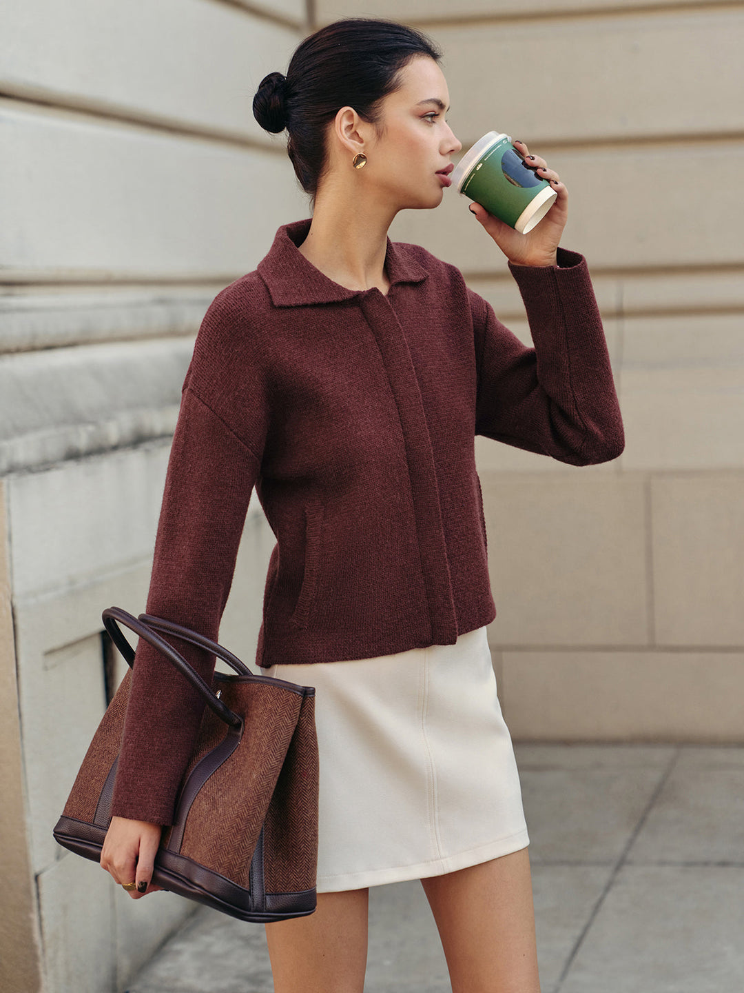 Plain Zipper Polo Cardigan  Liora Lane Boutique Cardigans