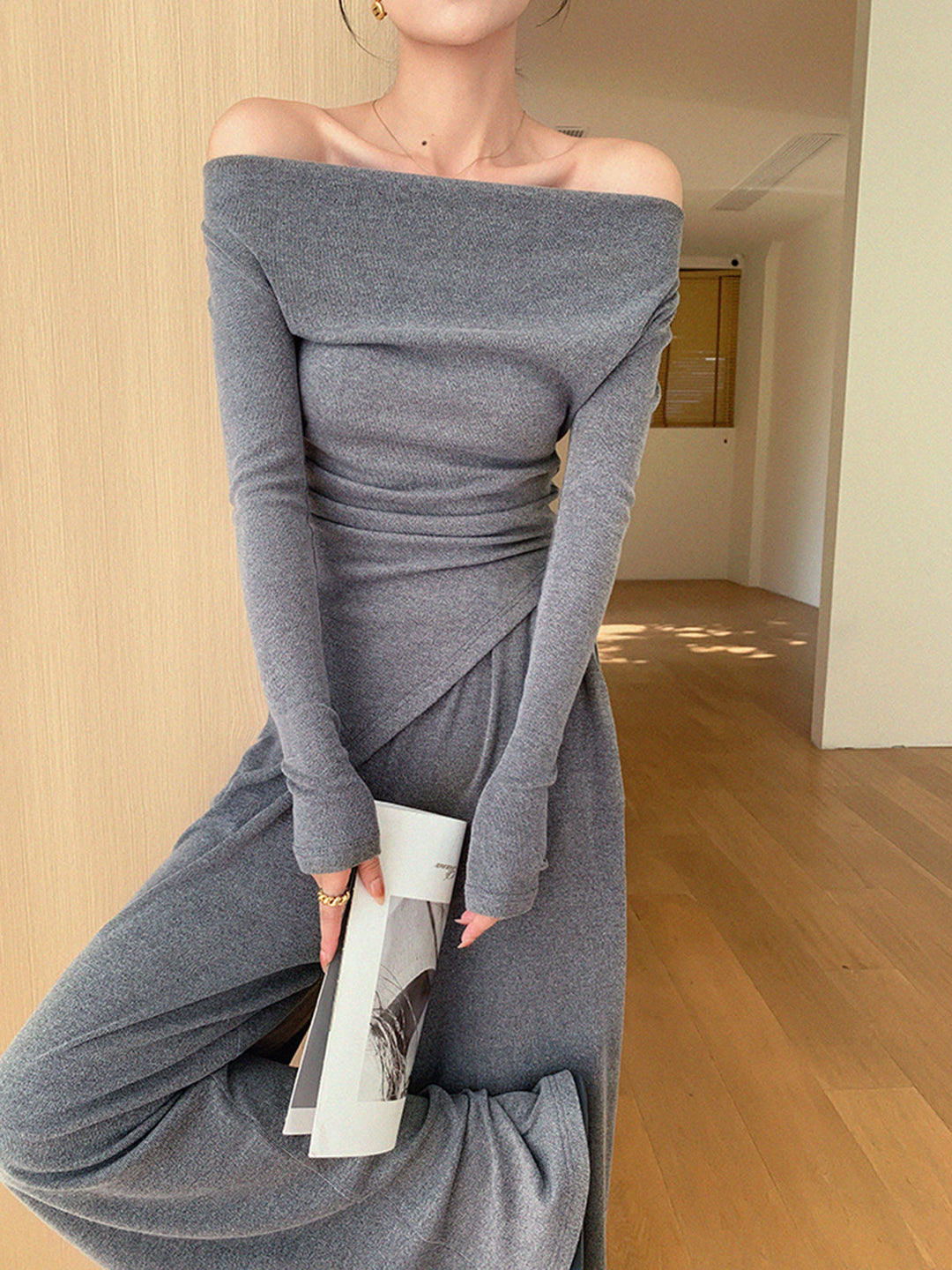 Plain Asymmetrical Draped Pants Set  Liora Lane Boutique Pant Sets