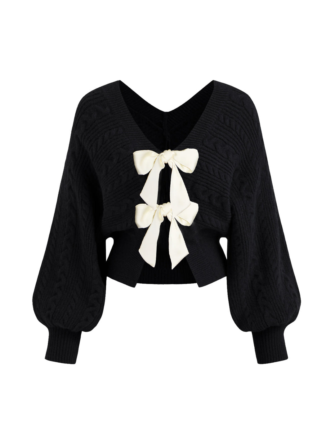 V-Neck Bow Front Twist Cardigan  Liora Lane Boutique Cardigans