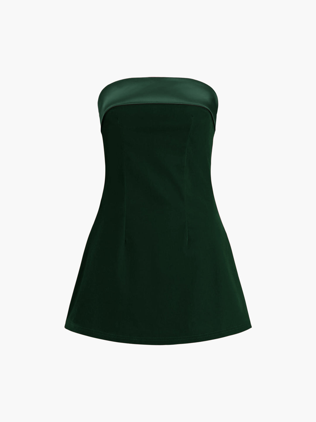 Satin Velvet Strapless Short Dress  Liora Lane Boutique Dresses Dark Green / XL 26.00