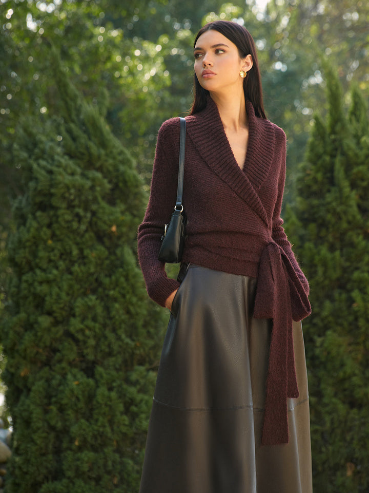 Wool-Blend Lace Up Knit Top  Liora Lane Boutique Knit Tops