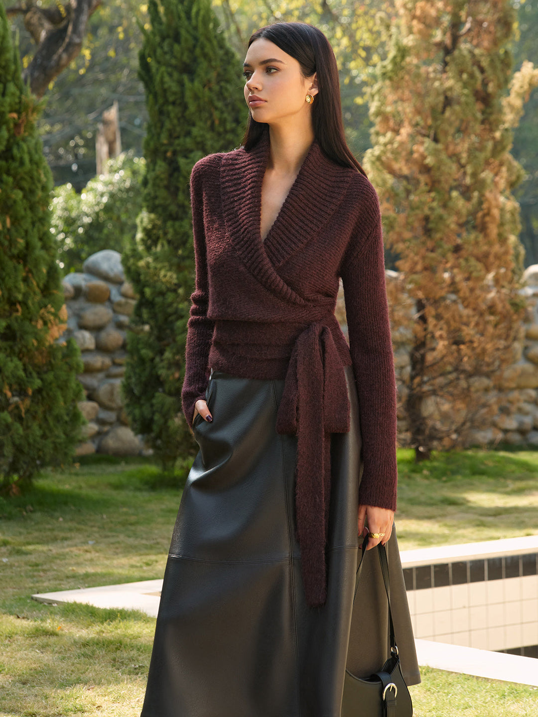 Wool-Blend Lace Up Knit Top  Liora Lane Boutique Knit Tops