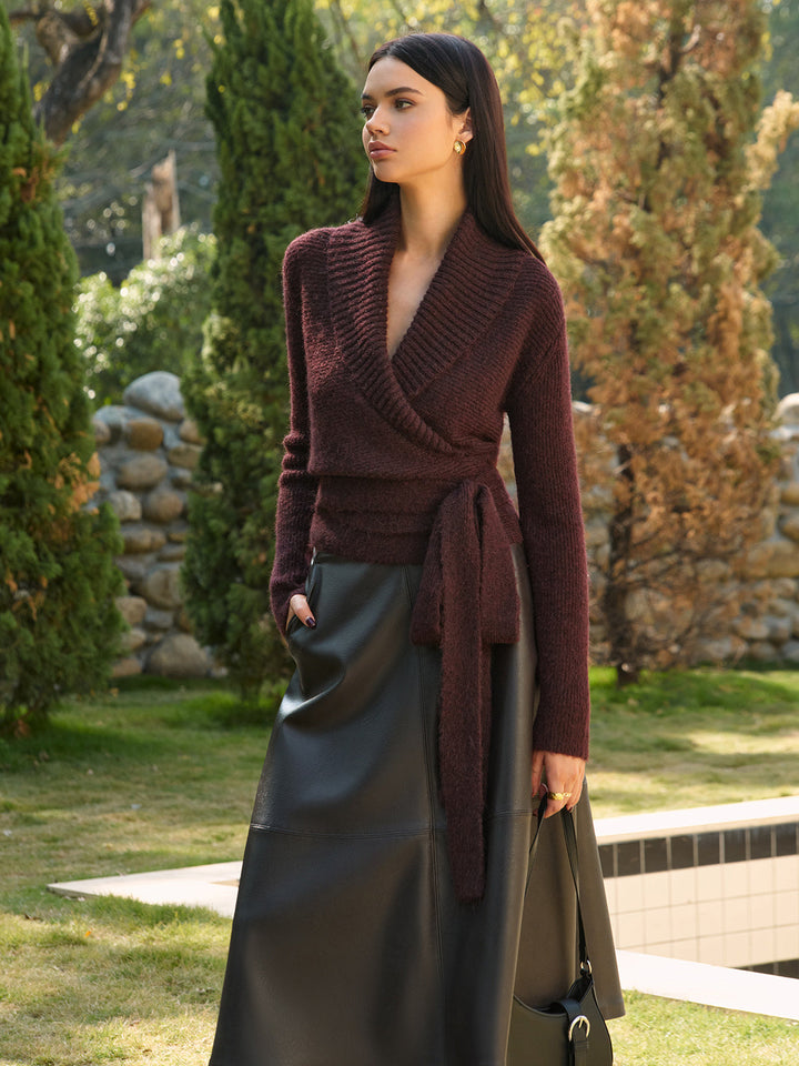 Wool-Blend Lace Up Knit Top  Liora Lane Boutique Knit Tops