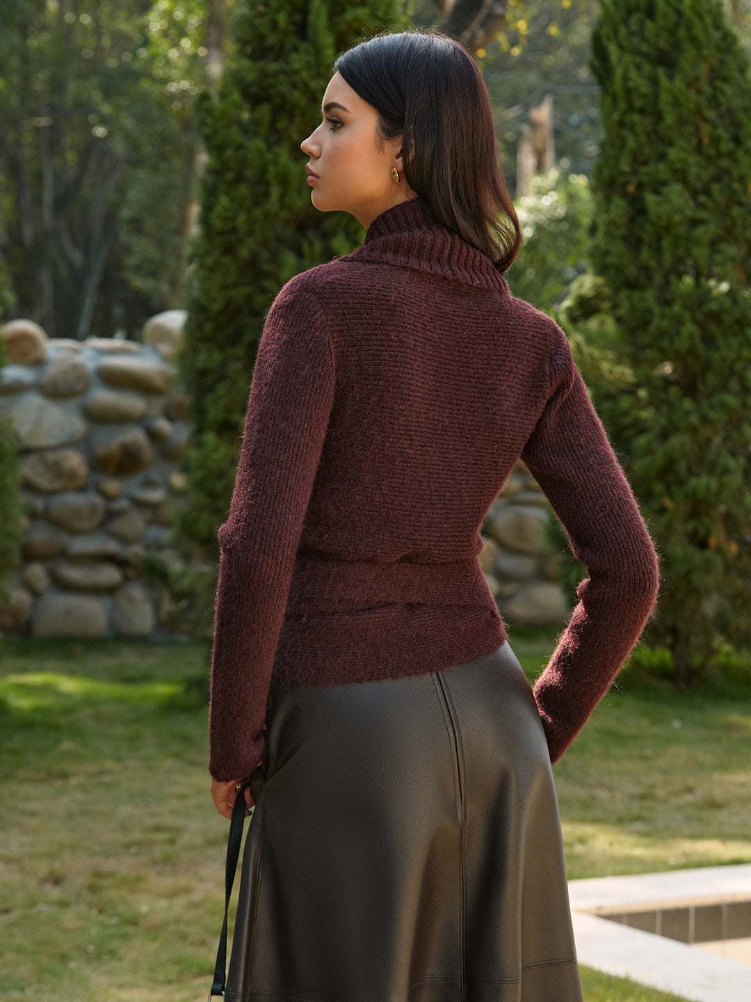 Wool-Blend Lace Up Knit Top  Liora Lane Boutique Knit Tops