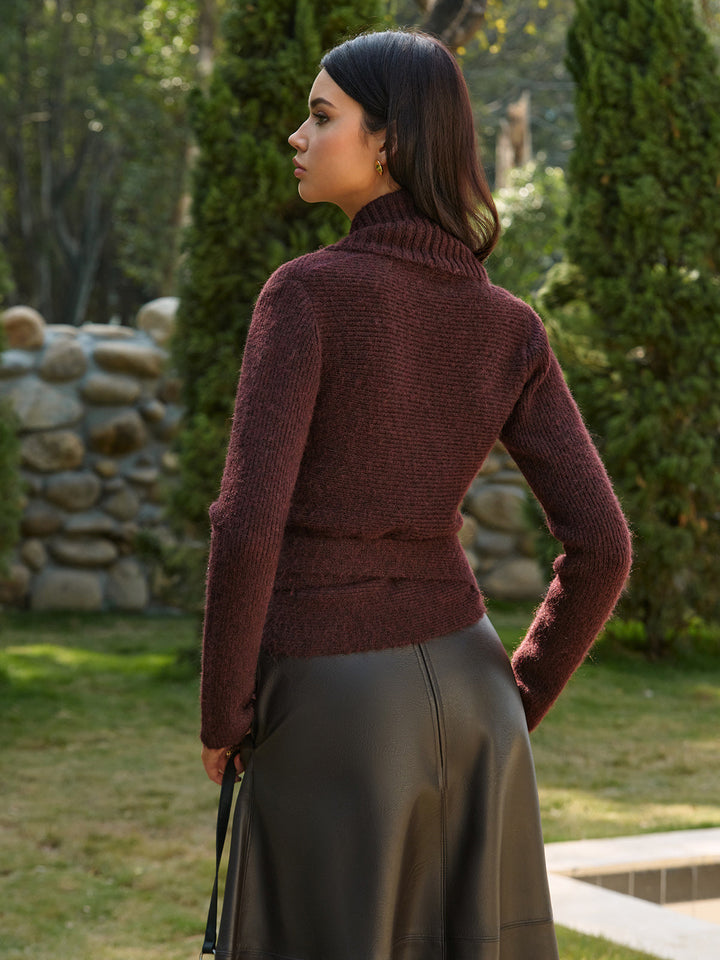 Wool-Blend Lace Up Knit Top  Liora Lane Boutique Knit Tops