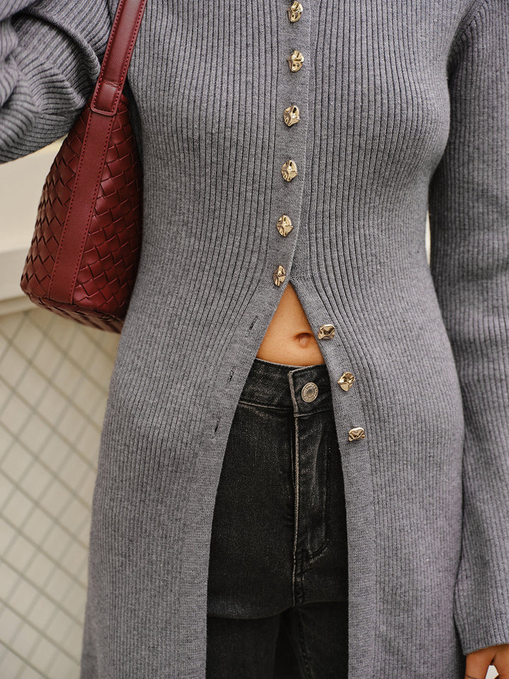 Versatile Metal Breasted Sweater Dress  Liora Lane Boutique Sweater Dresses