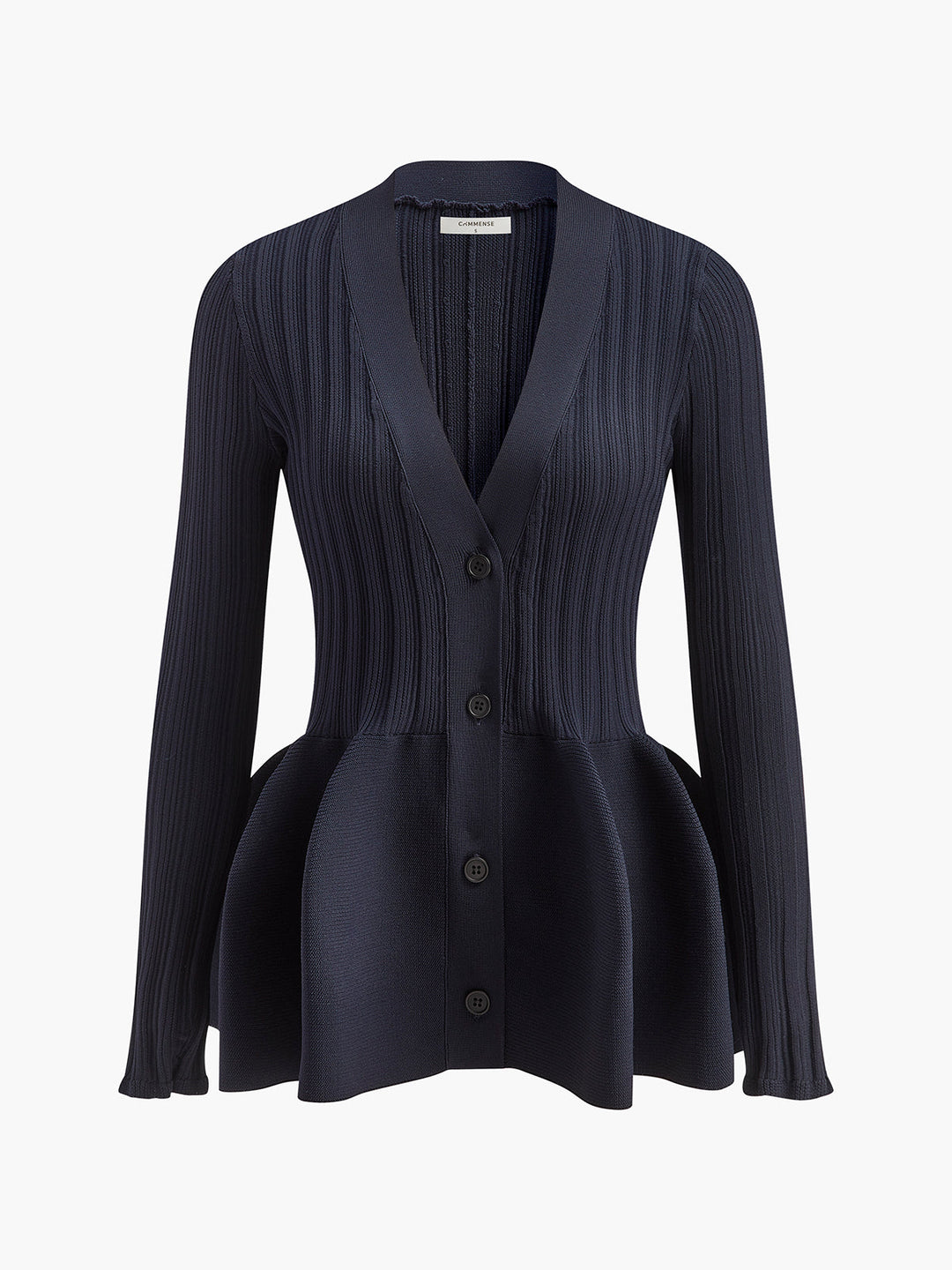 V-Neck Ruffle Button Cardigan  Liora Lane Boutique Cardigans Navy / XL 48.00