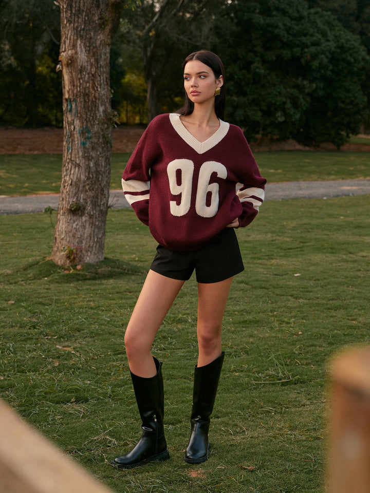 V-Neck Contrast Binding Sweater  Liora Lane Boutique Sweaters