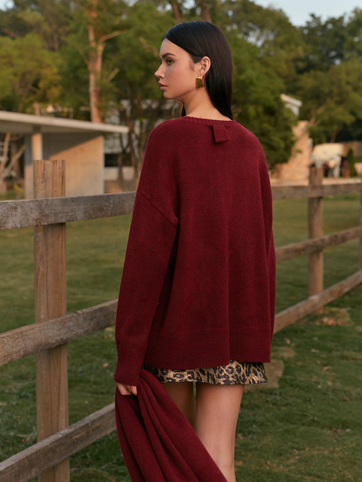 Plain Shift Sweater With Matching Scarf  Liora Lane Boutique Sweaters