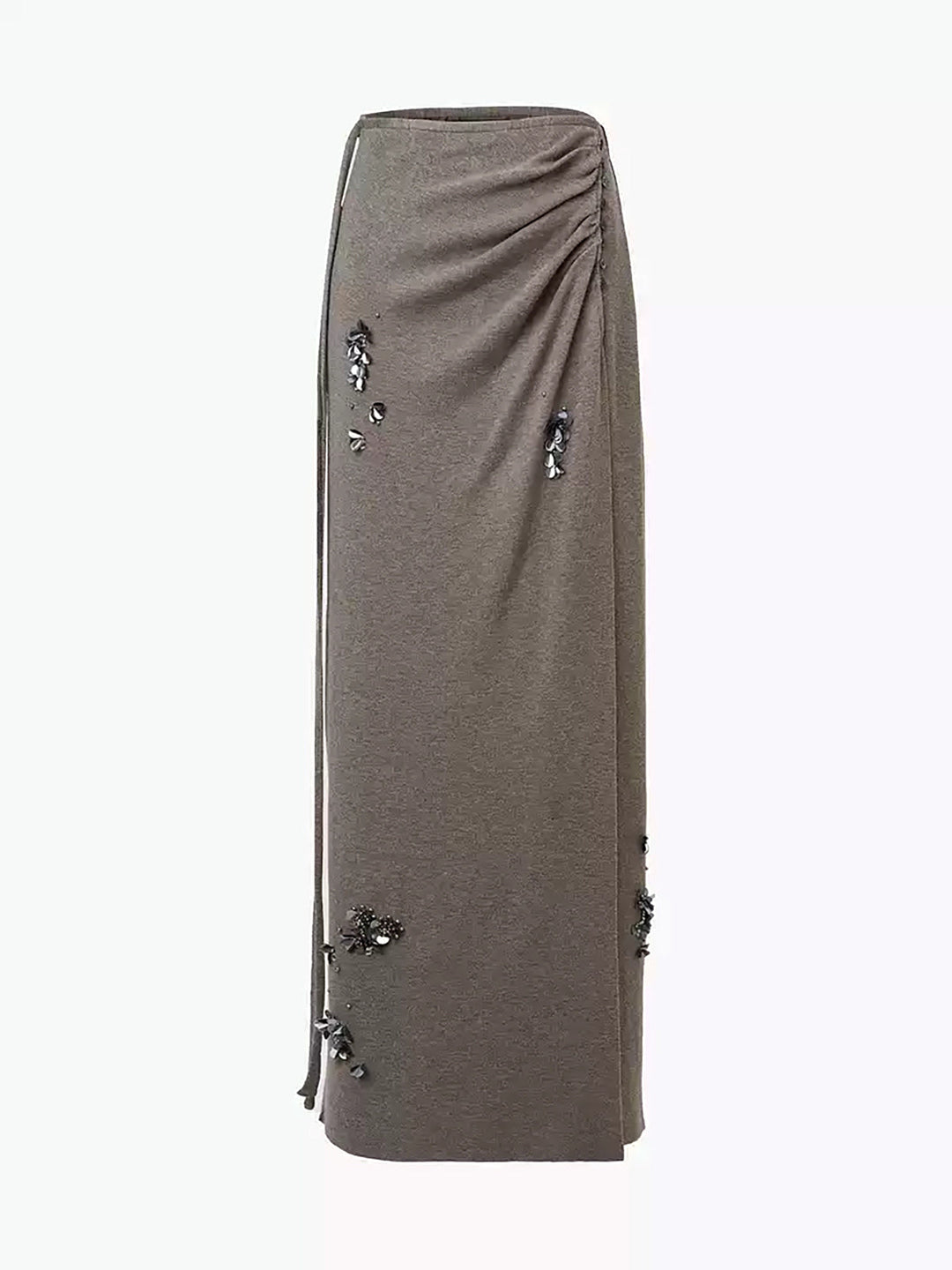Wool-Blend Pleated Sequins Sweater Skirt  Liora Lane Boutique Sweater Skirts Khaki / XL 54.00