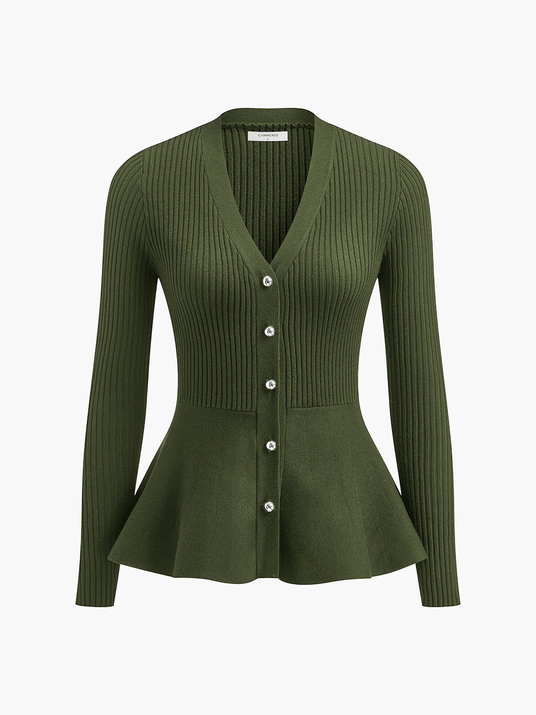 Oversized Ribbed Panel Bud Waist Button Knit Top  Liora Lane Boutique Knit Tops ArmyGreen / XL 39.00