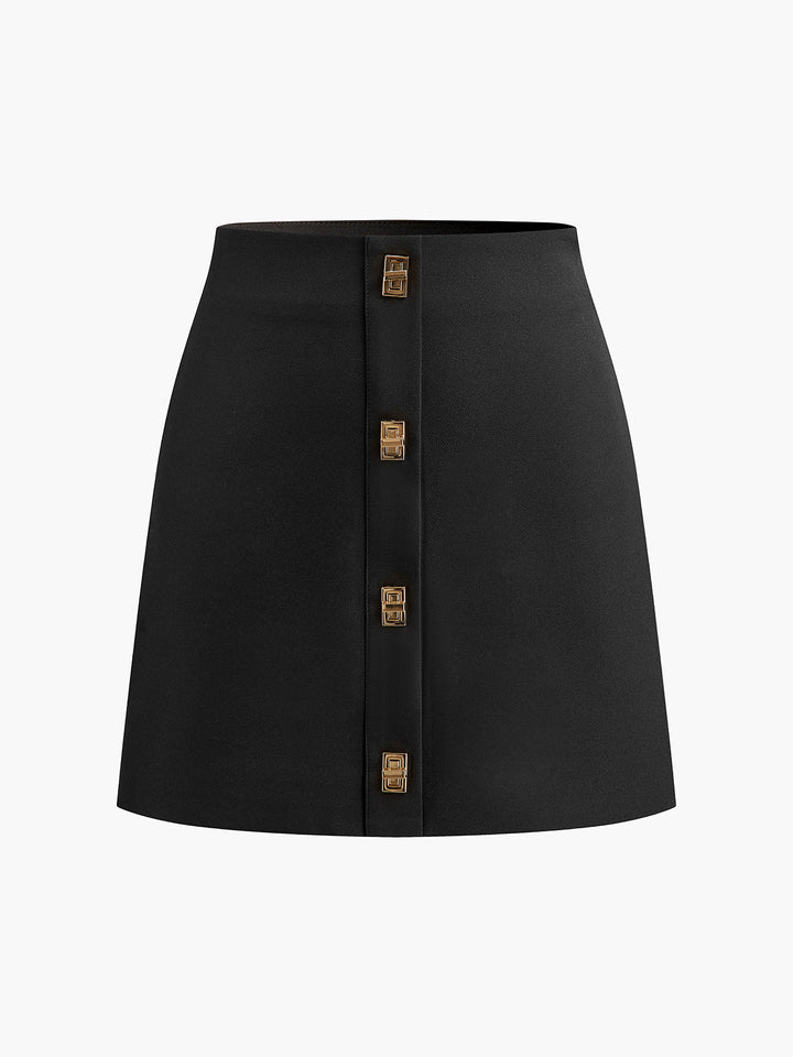 Metal-Decor Zipper Mini Skirt  Liora Lane Boutique Skirts