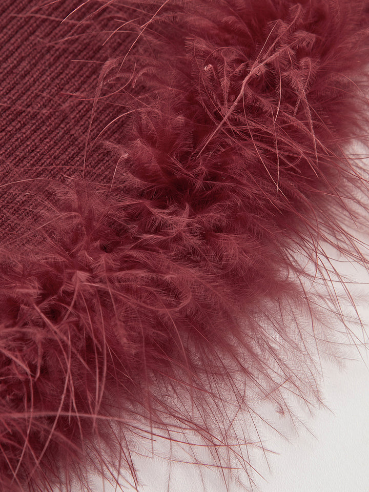 Feather Trim Wool-Blend Slim Sweater  Liora Lane Boutique Sweaters