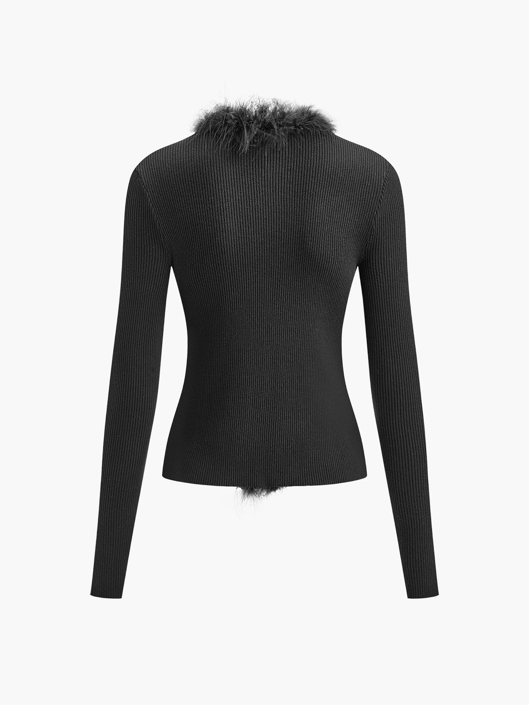 Feather Trim Wool-Blend Slim Sweater  Liora Lane Boutique Sweaters