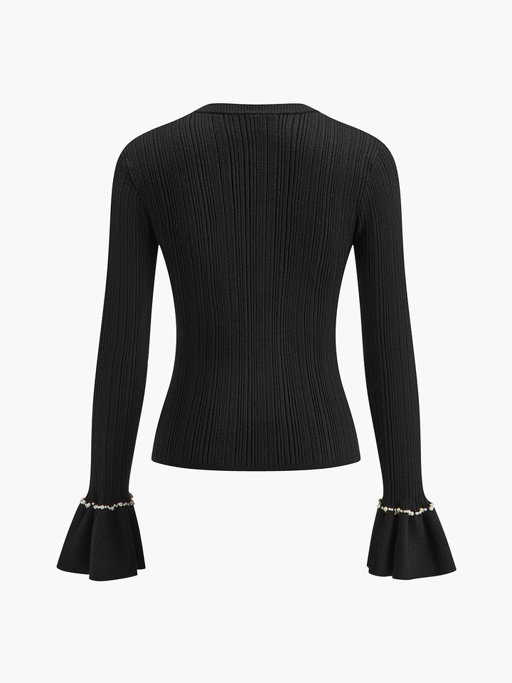 Beaded-Decor Ruffle Knit Top  Liora Lane Boutique Knit Tops