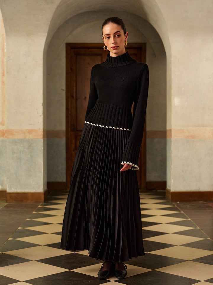 Wool-Blend Contrast Binding Ribbed Knit Top  Liora Lane Boutique Knit Tops