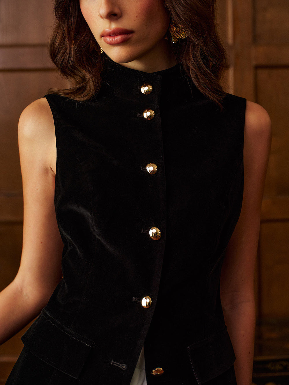 Button Slit Velvet Top With Chiffon Skirt Set  Liora Lane Boutique Skirt Sets