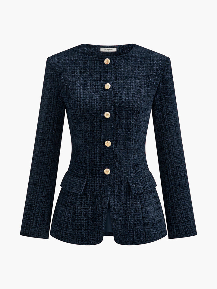 Button Down Slit Tweed Blazer  Liora Lane Boutique Blazers