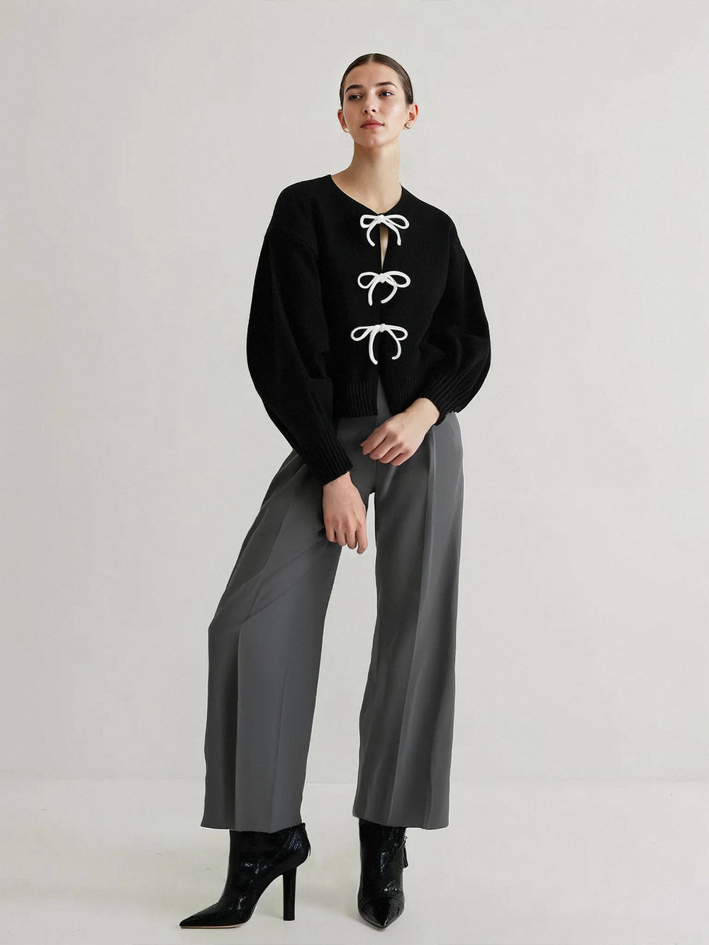 Bow Front Shift Sweater  Liora Lane Boutique Sweaters