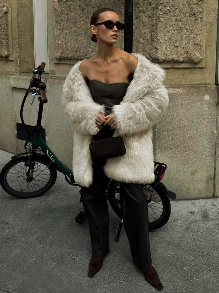 Oversized Fuzzy Women Faux Fur Coat  Liora Lane Boutique Women Faux Fur Coats