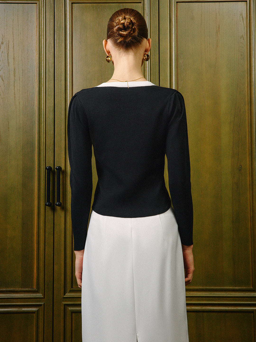 3D Flower Contrast Trim Knit Top  Liora Lane Boutique Knit Tops