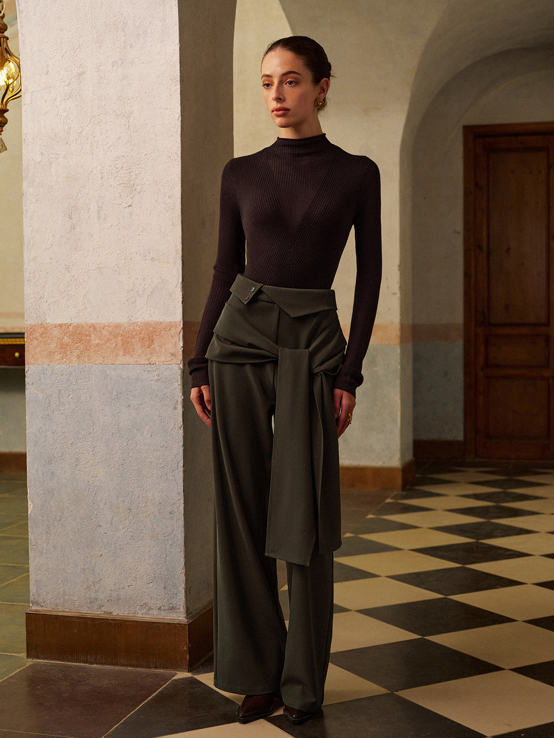 Wool-Blend Semi-Sheer Ribbed Knit Top  Liora Lane Boutique Knit Tops