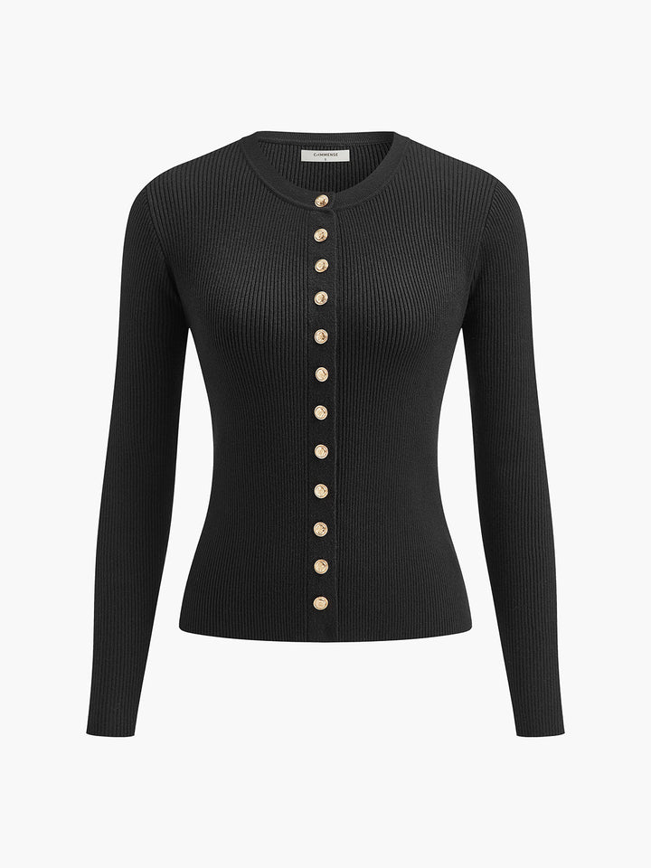 Button Down Skinny Knit Top  Liora Lane Boutique Knit Tops