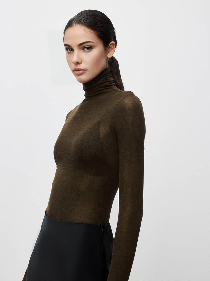 Wool-Blend Turtleneck Sheer Sweater  Liora Lane Boutique Sweaters