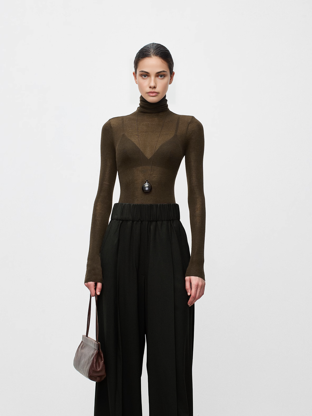 Wool-Blend Turtleneck Sheer Sweater  Liora Lane Boutique Sweaters