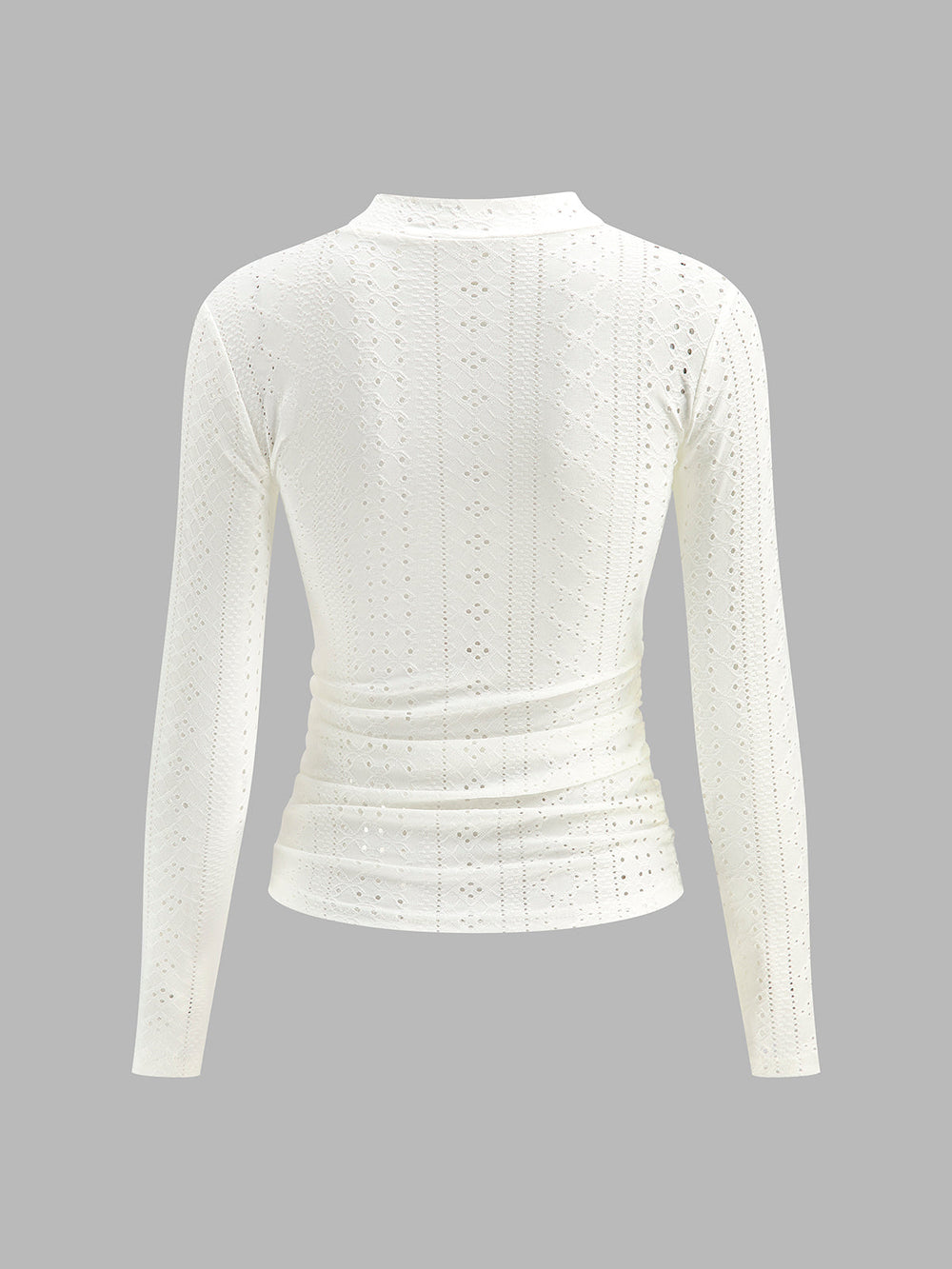 Semi-Sheer Stand Collar Side-Pleated Skinny Top  Liora Lane Boutique T-Shirts