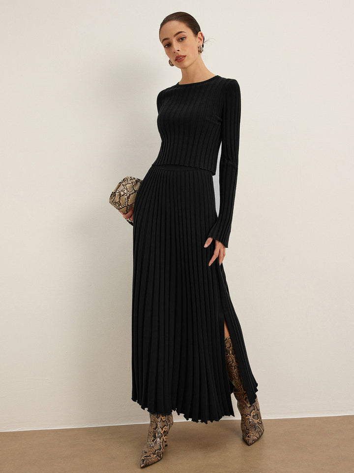 Lettuce Trim Ribbed Crop Sweater  Liora Lane Boutique Sweaters Black / XL 58.00