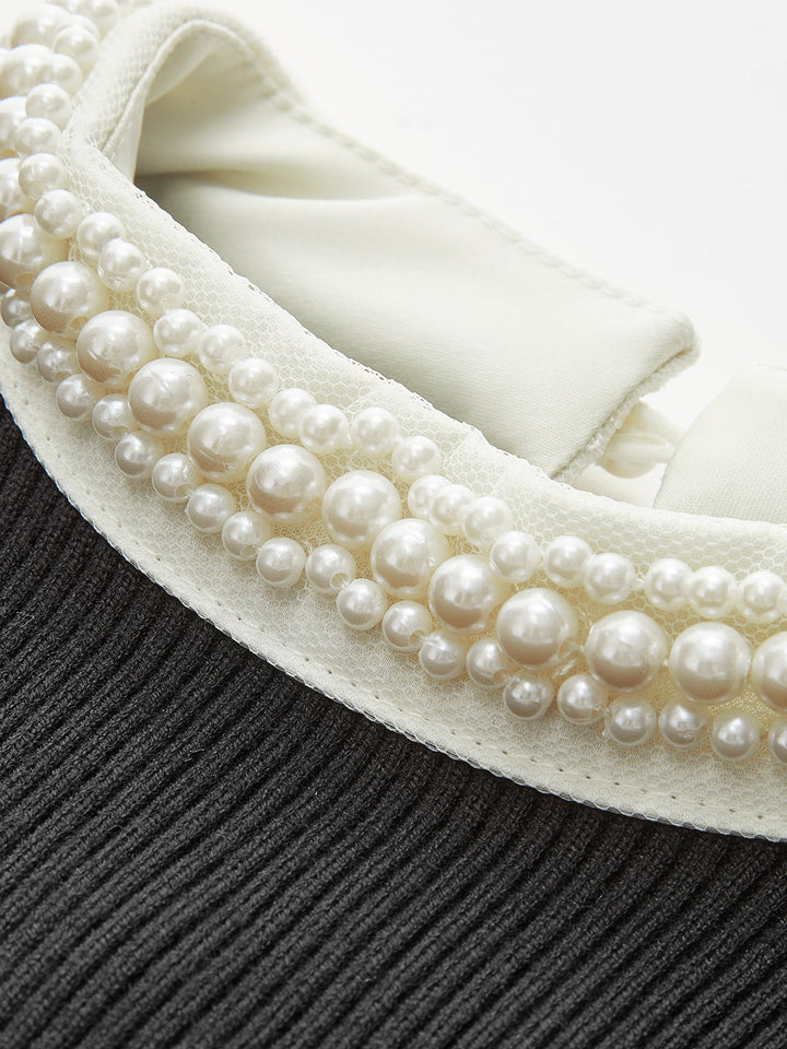 Contrast Trim Pearl-Detail Sweater  Liora Lane Boutique Sweaters