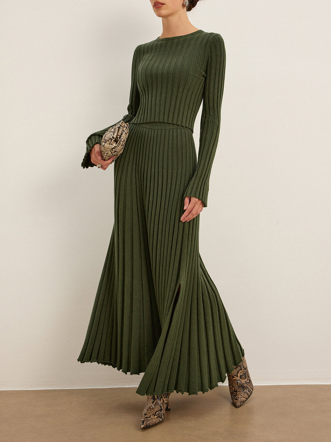Lettuce Trim Pleated Sweater Skirt  Liora Lane Boutique Sweater Skirts