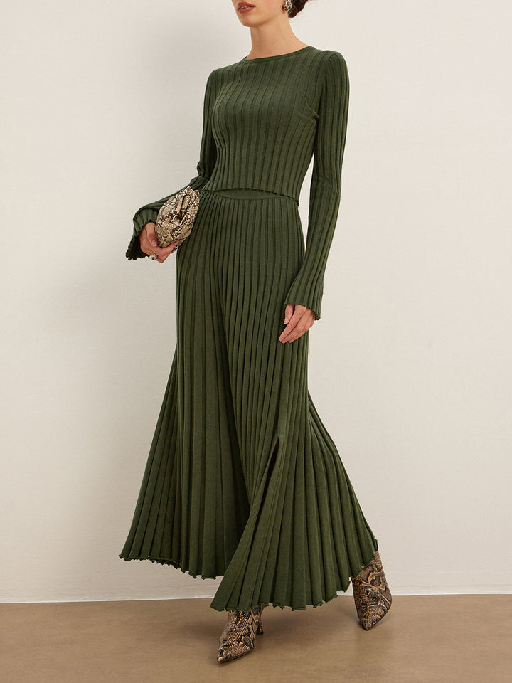 Lettuce Trim Pleated Sweater Skirt  Liora Lane Boutique Sweater Skirts