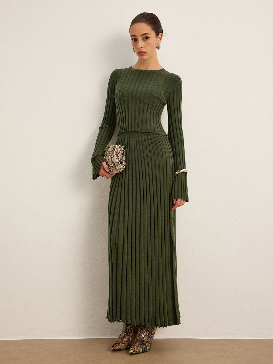 Lettuce Trim Pleated Sweater Skirt  Liora Lane Boutique Sweater Skirts