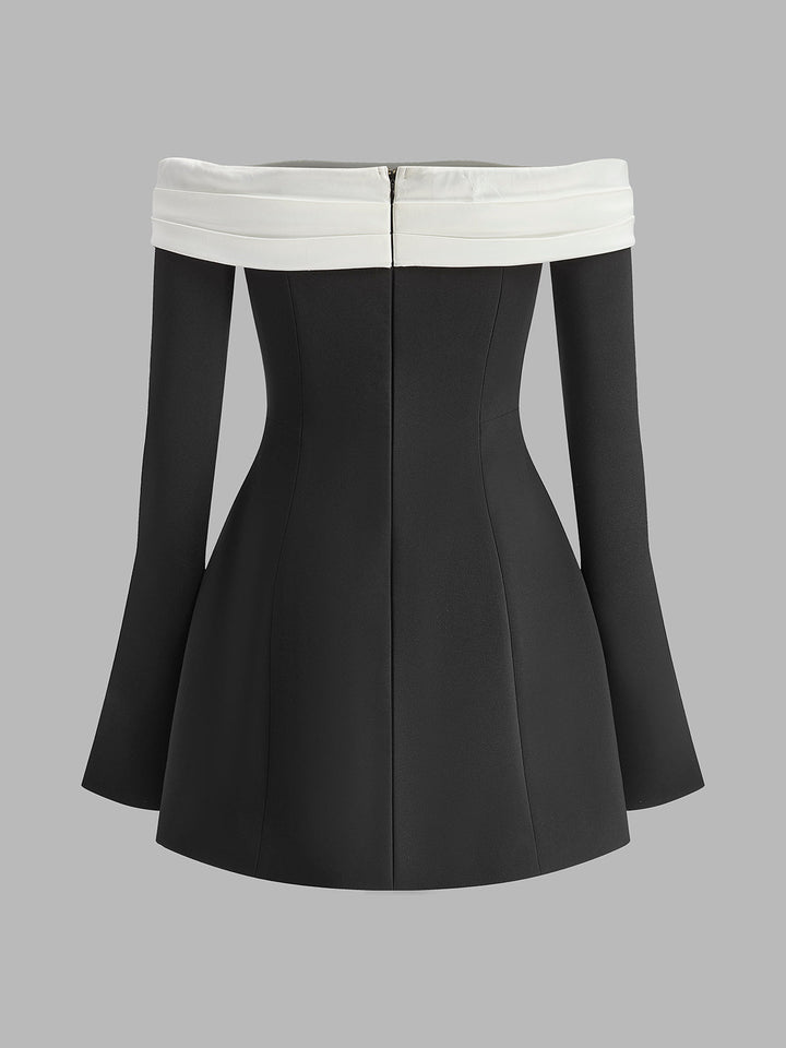 Color Block Off-Shoulder Bell Sleeve Dress  Liora Lane Boutique Dresses