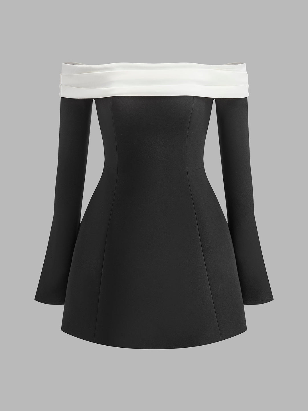 Color Block Off-Shoulder Bell Sleeve Dress  Liora Lane Boutique Dresses Black / XL 64.00