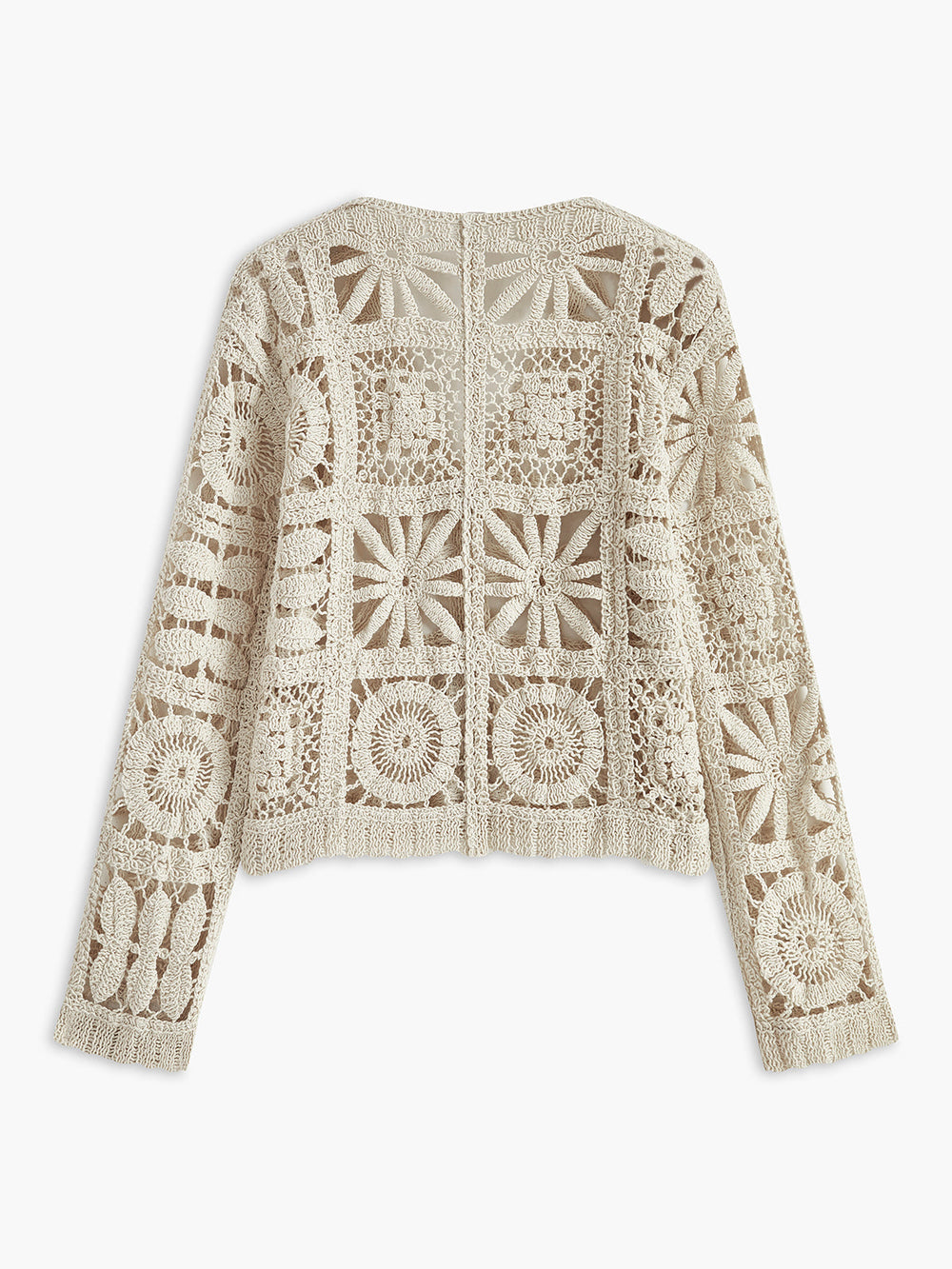 Crochet Square Pattern Button-Front Cardigan  Liora Lane Boutique Cardigans