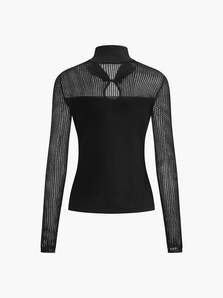 Keyhole Neckline Semi-Sheer Knit Top  Liora Lane Boutique Knit Tops