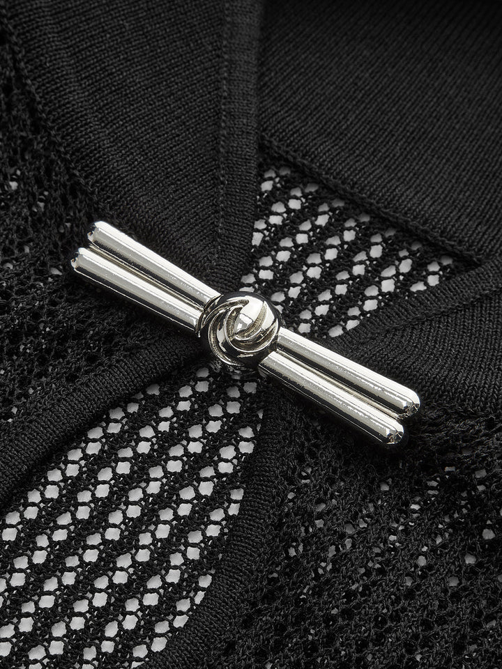 Keyhole Neckline Semi-Sheer Knit Top  Liora Lane Boutique Knit Tops