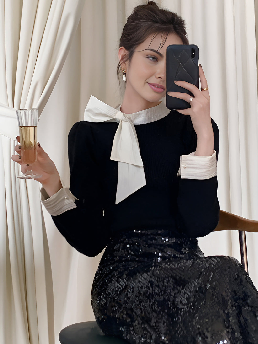 Color Block Bow Knit Top  Liora Lane Boutique Knit Tops