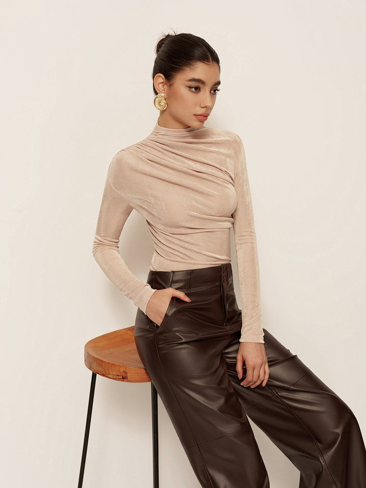 Versatile Ruched Slim T-Shirt  Liora Lane Boutique T-Shirts Khaki / L 28.00