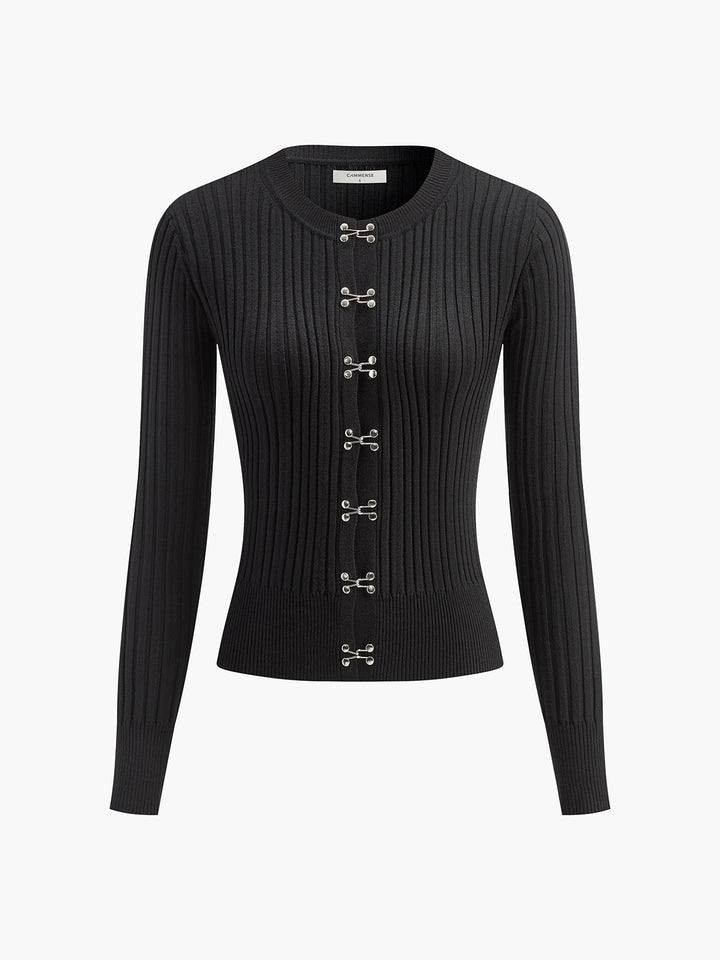 Hook Front Skinny Knit Top  Liora Lane Boutique Knit Tops