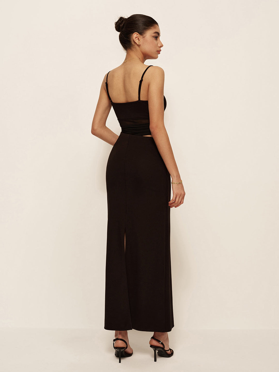 Semi-Sheer Low V-Neck Asymmetrical Ruched Dress  Liora Lane Boutique Dresses