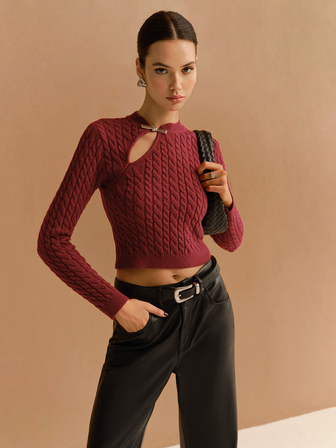 Cutout Twist Crop Sweater  Liora Lane Boutique Sweaters