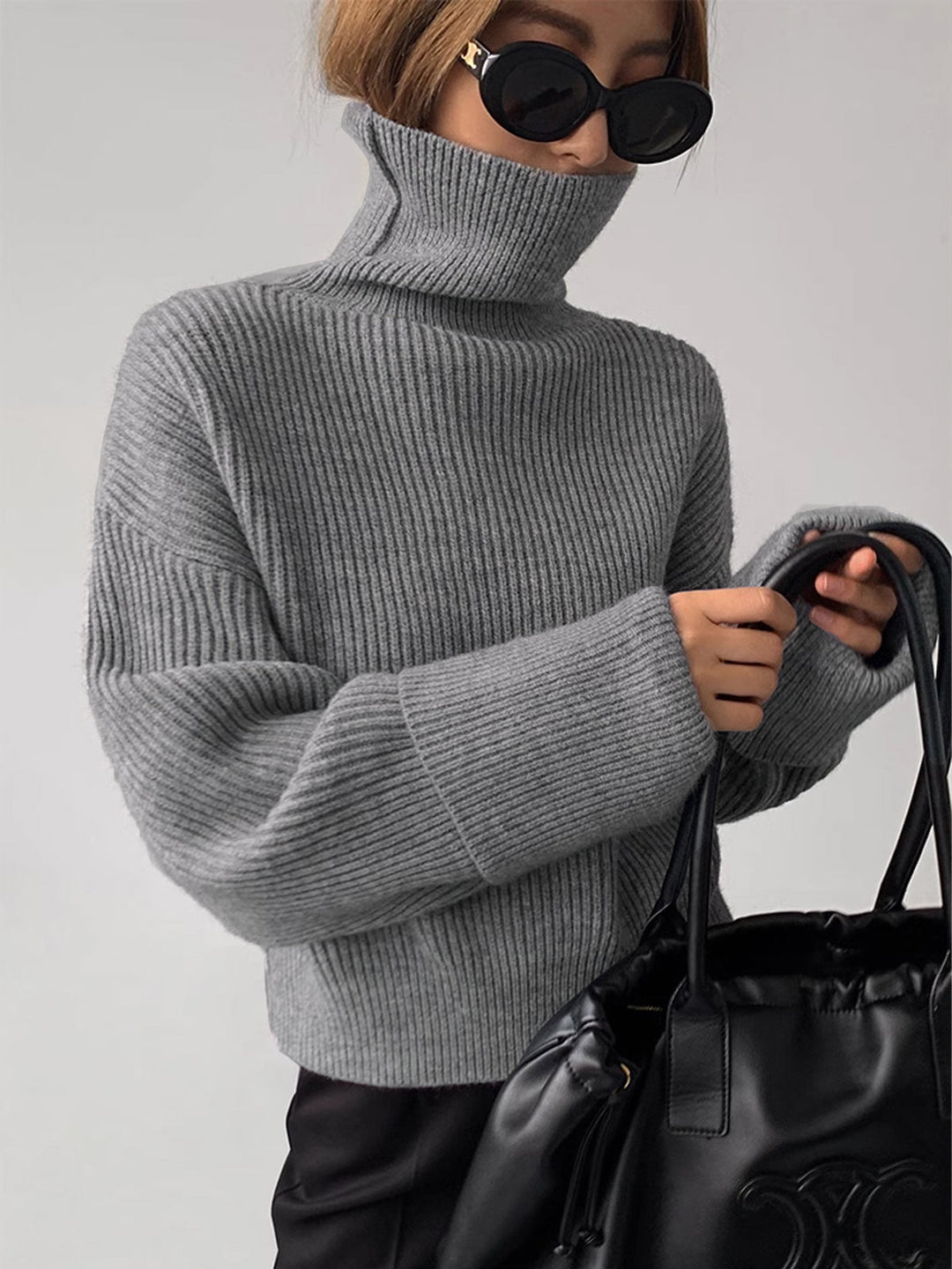 Turtleneck Ribbed Warm Sweater  Liora Lane Boutique Sweaters