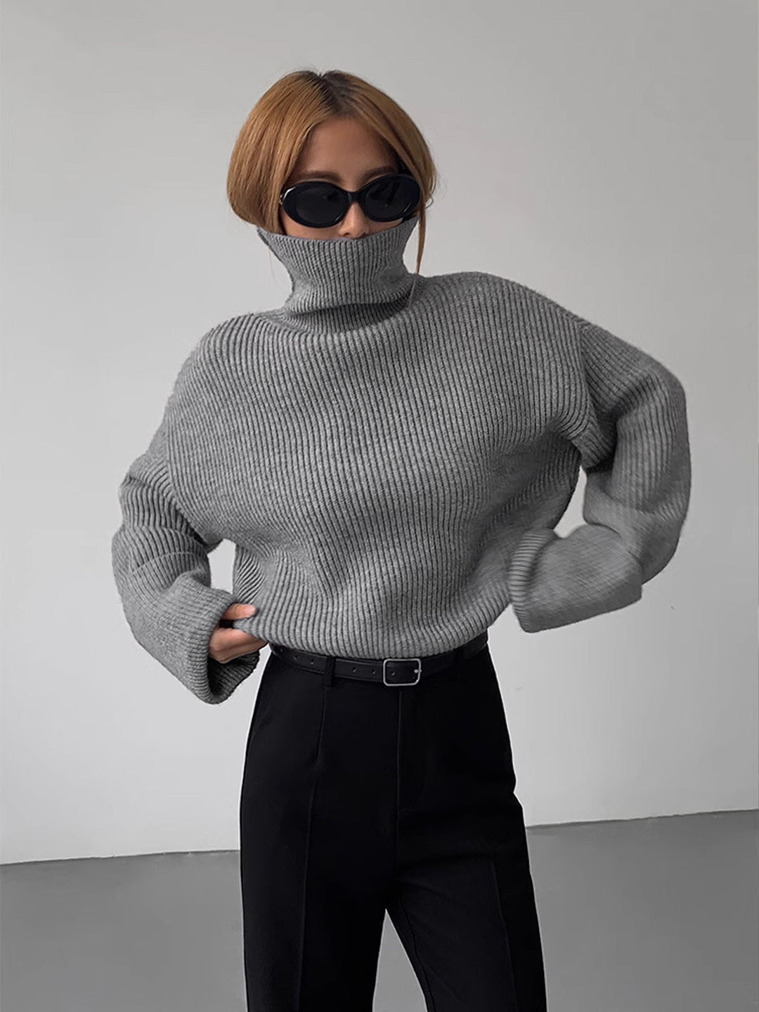 Turtleneck Ribbed Warm Sweater  Liora Lane Boutique Sweaters