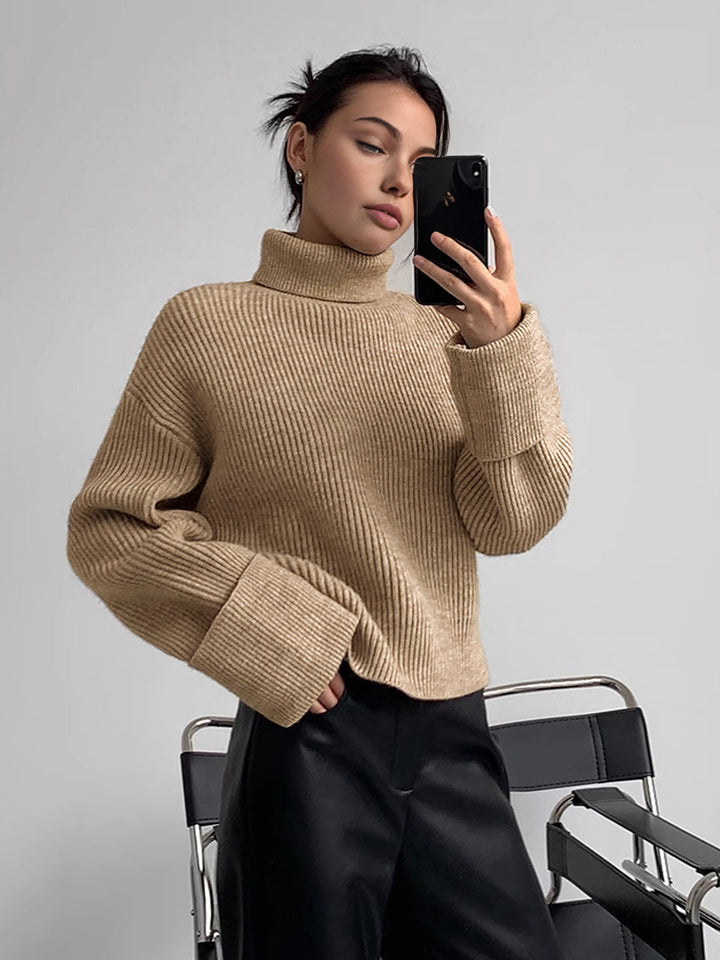 Turtleneck Ribbed Warm Sweater  Liora Lane Boutique Sweaters