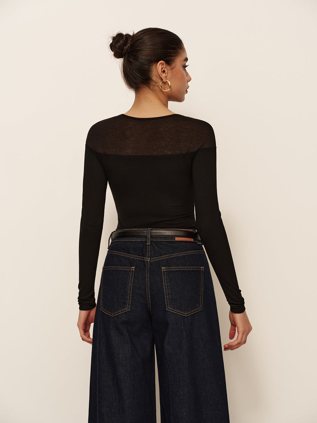 Sheer-Shoulder Slim Jersey T-Shirt  Liora Lane Boutique T-Shirts