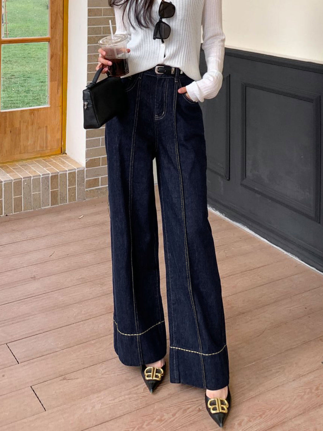 Wide Leg Denim Jeans  Liora Lane Boutique Jeans Navy / XL 65.00